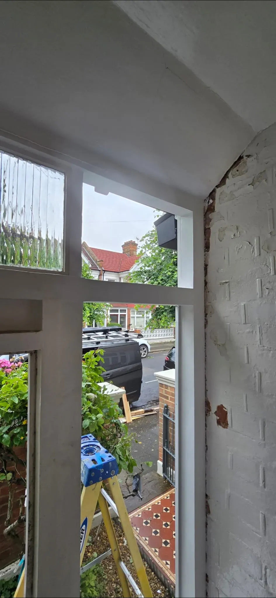 Timber box frame repair and joinery work in progress on a period London property